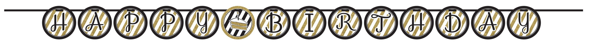 Black and Gold Shaped Banner with Ribbon