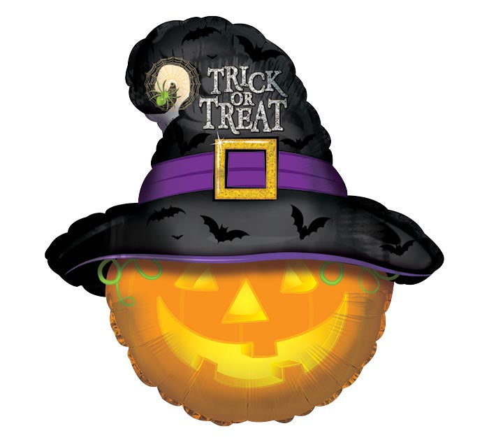 G010 26" PUMPKIN WITH WITCH HAT BALLOON