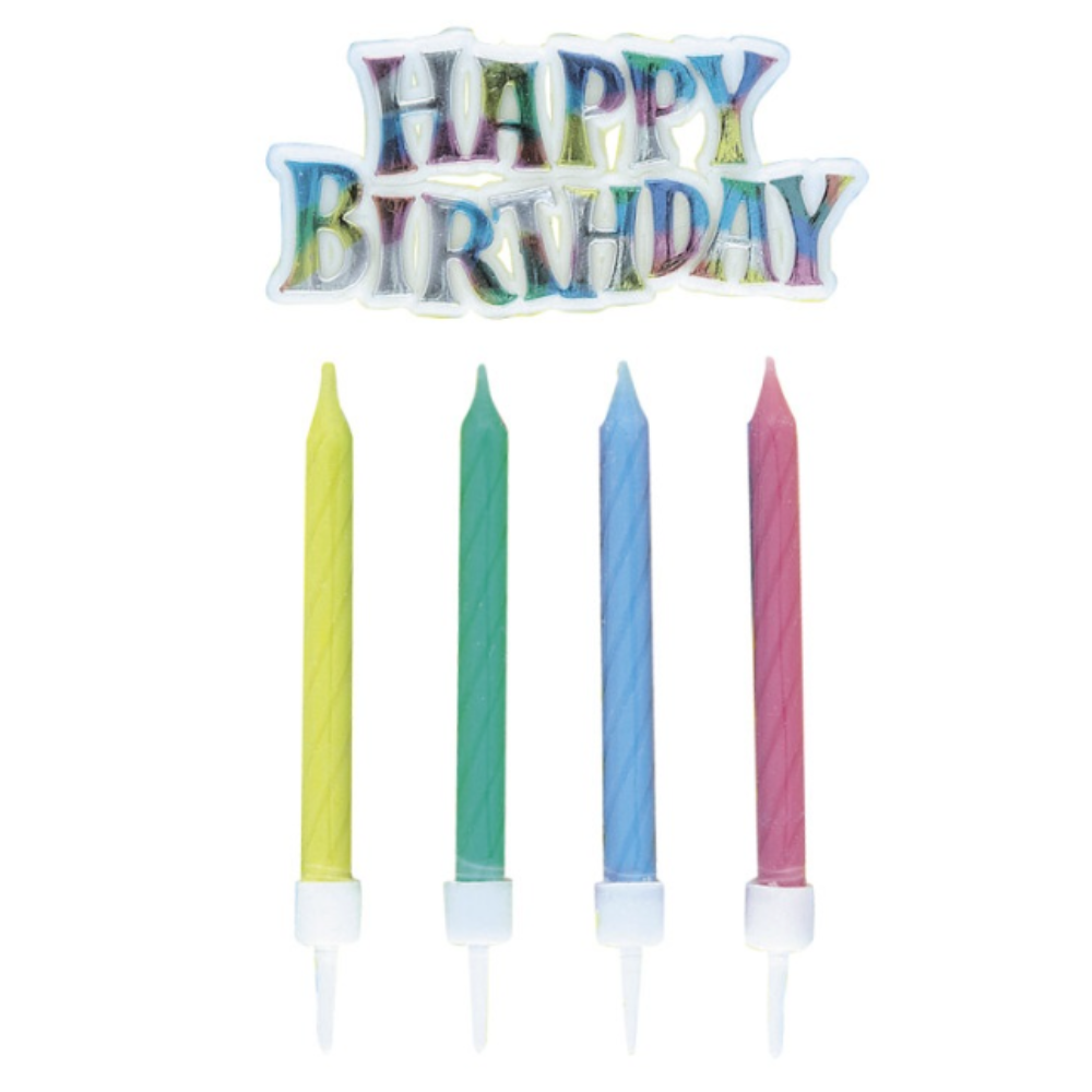 Rainbow Cake Topper with 12 Birthday Candles