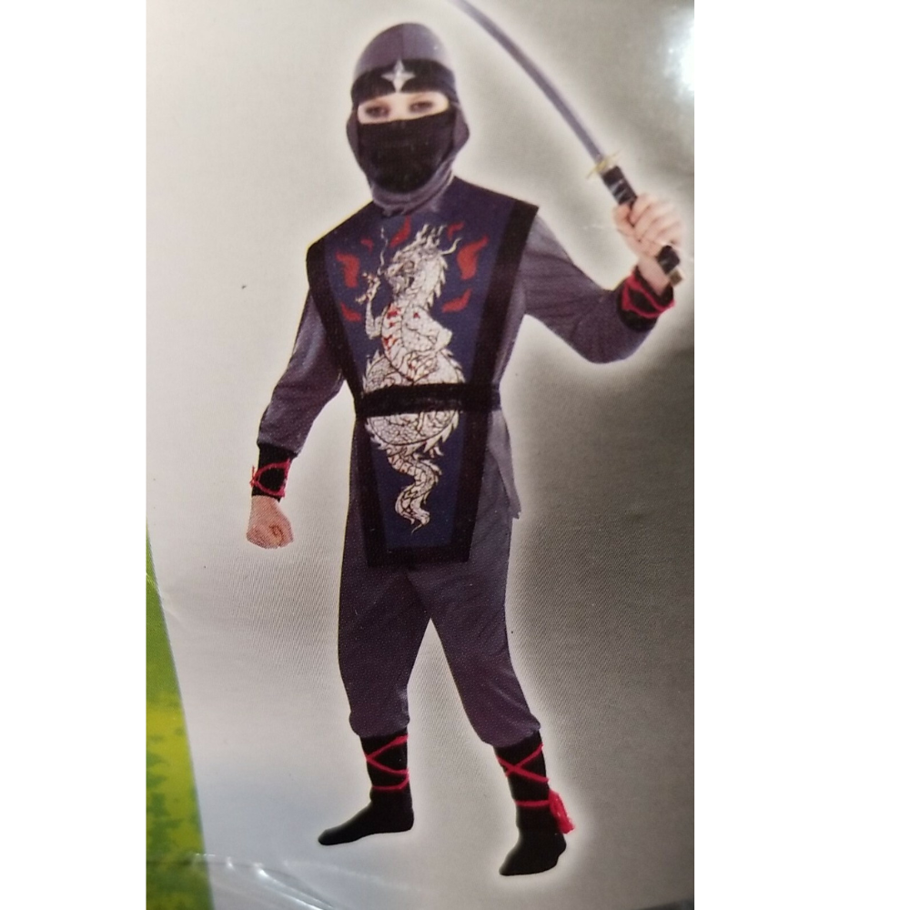 Ninja of Death 6 Piece Child's Costume W/ Belt, Hood, Mask, Headwrap