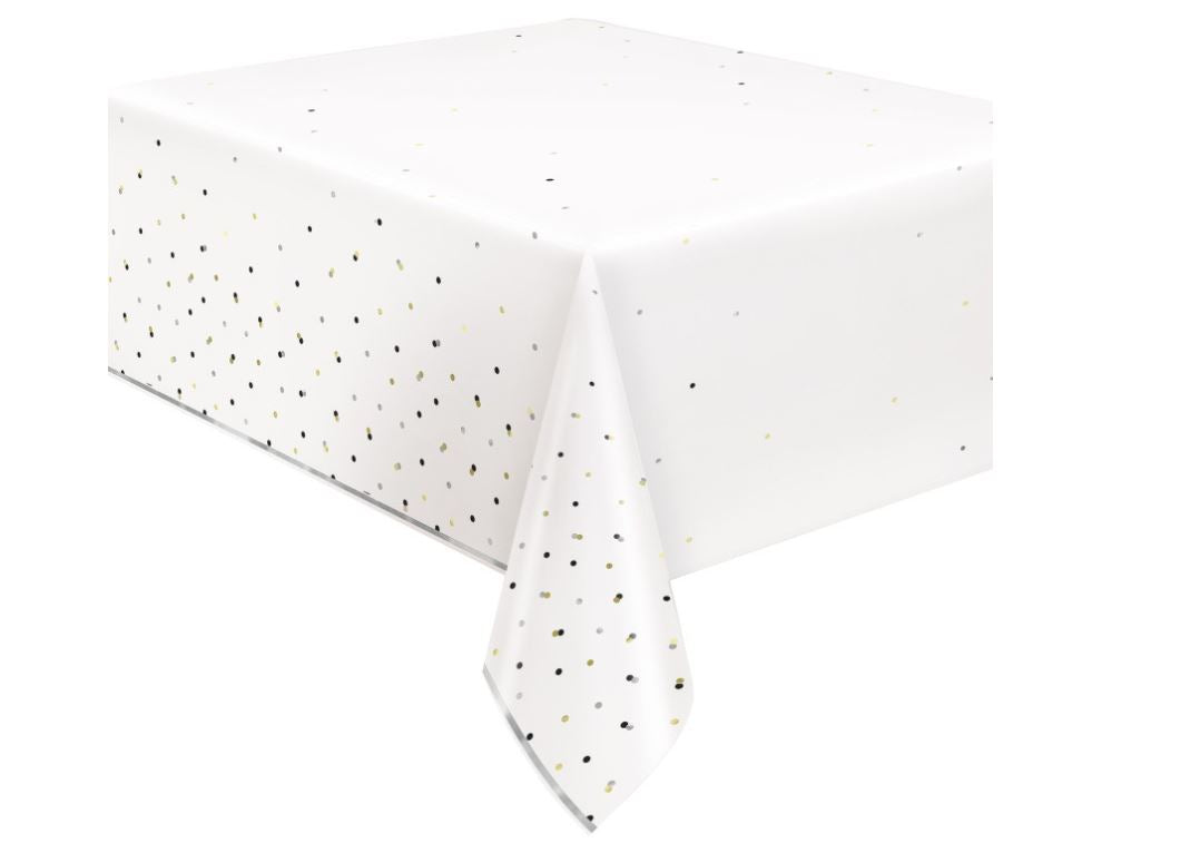 Modern Gold Confetti Rectangular Foil Table Cover  54" x 84"
