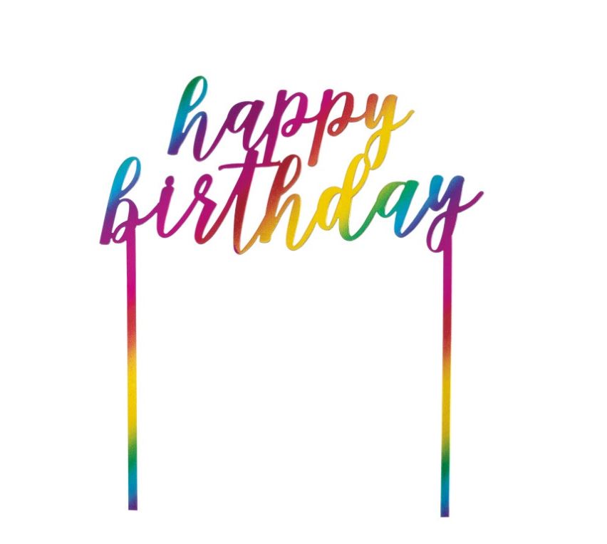 Plastic Metallic Rainbow Happy Birthday Cake Topper