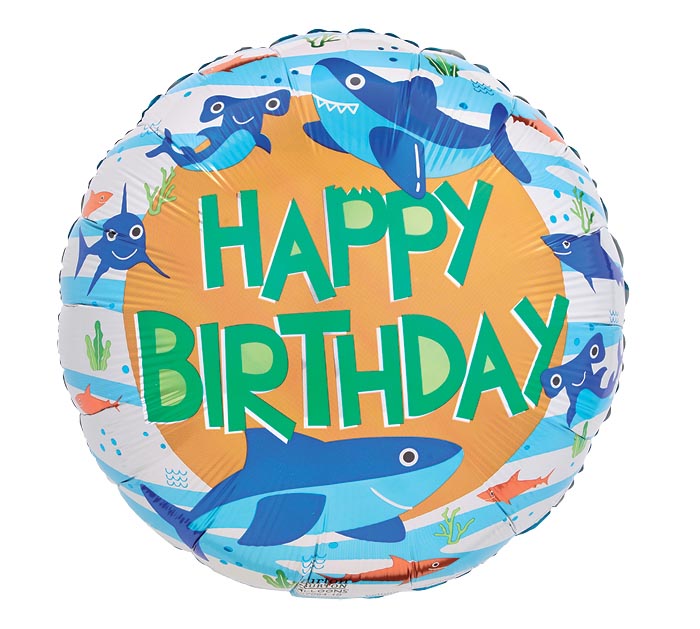 17" BIRTHDAY SHARKS FOIL BALLOON