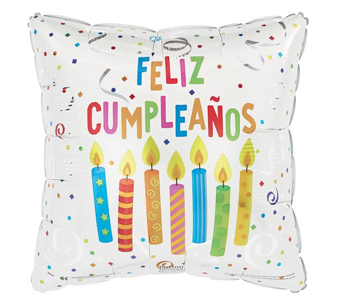 353 17"  BDAY CANDLES FELIZ CUMPLEANOS FOIL BALLOON