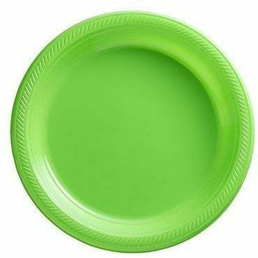 Amscan BASIC Big Party Pack Kiwi Green Plastic Dessert Plates 50ct