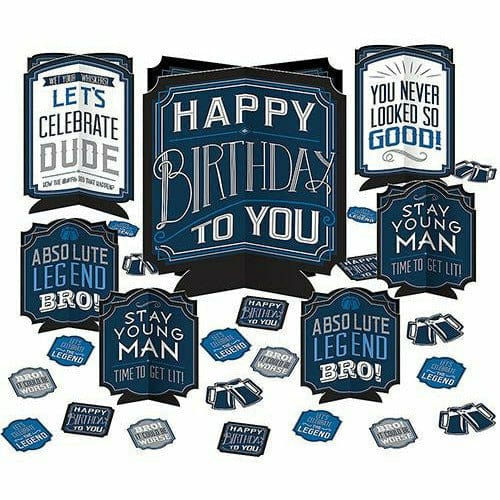 Amscan Decorations Vintage Happy Birthday Table Decorating Kit 27pc