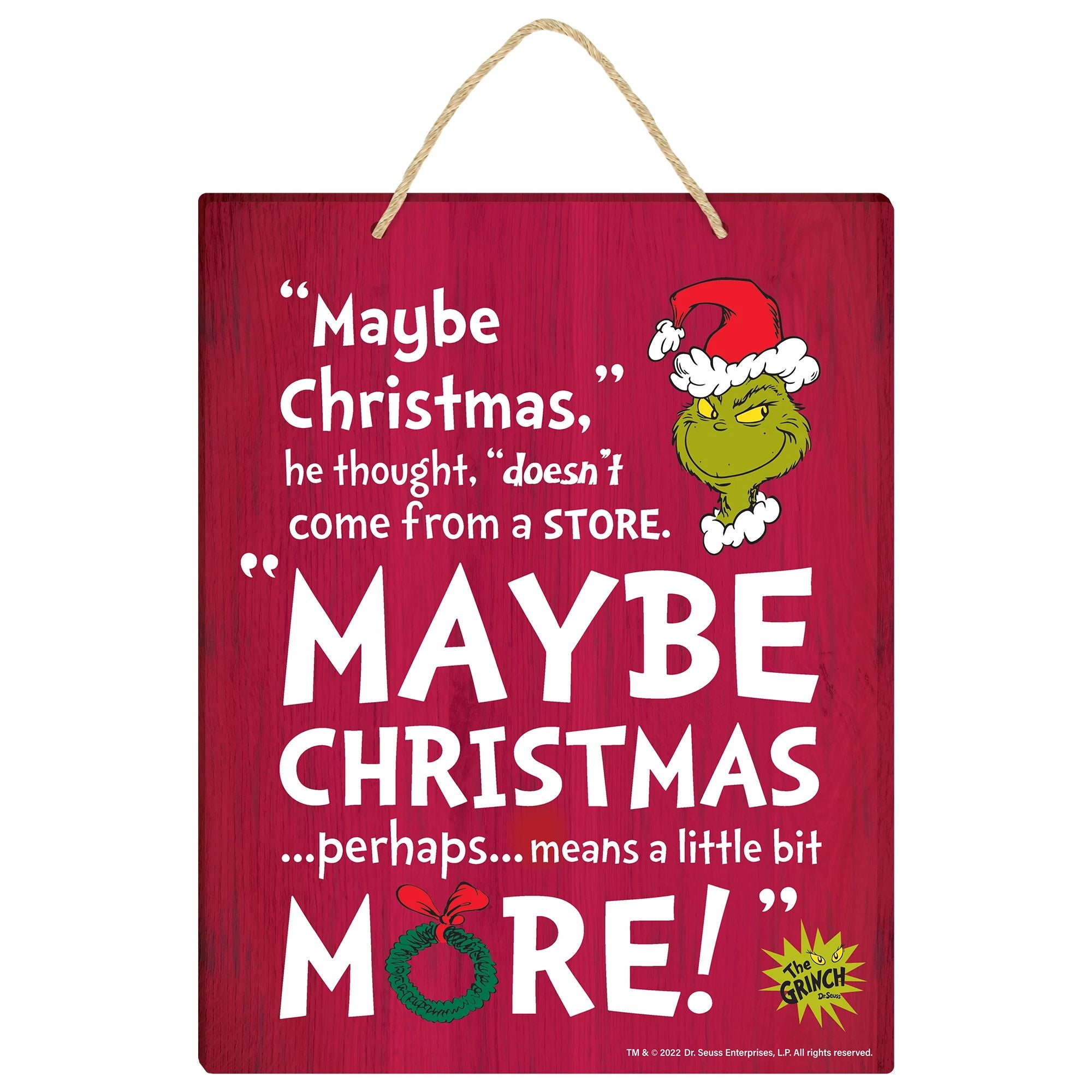 Amscan HOLIDAY: CHRISTMAS Grinch Maybe Christmas Quote Sign