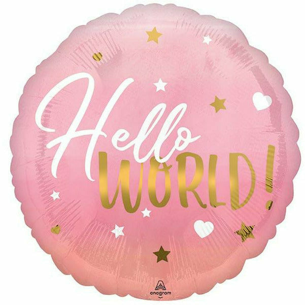 Burton and Burton BALLOONS 508 17" Hello World Pink Baby Foil
