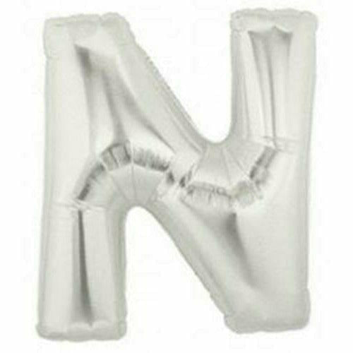 Burton and Burton BALLOONS F004 Silver Letter N Jumbo 40" Mylar Balloon