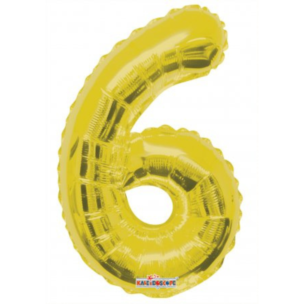 14" Number 6 Gold Shape PKGD