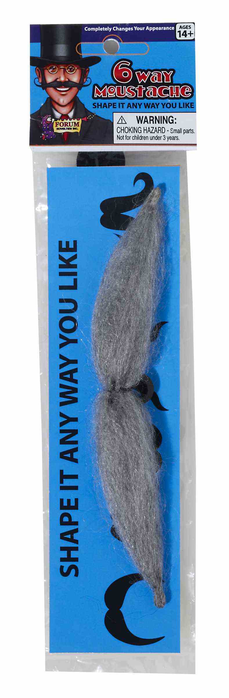 Six Way Moustache Gray